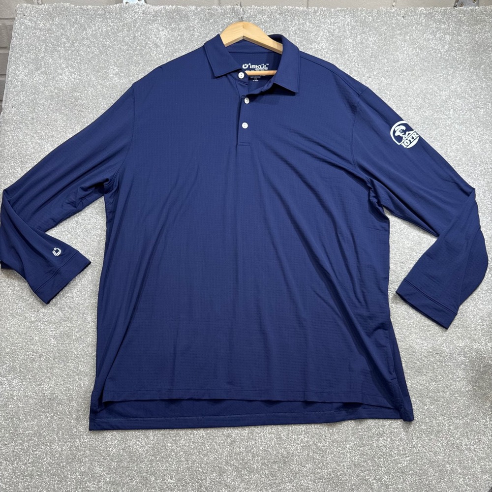 IBKUL IOTR Long Sleeve Polo Shirt Icefil Cooling UPF 50 Navy Blue NWT  XXL 95199